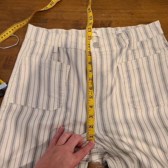 FRAME Denim Le Slim Palazzo Ivory Striped Jeans - Picture 10 of 10